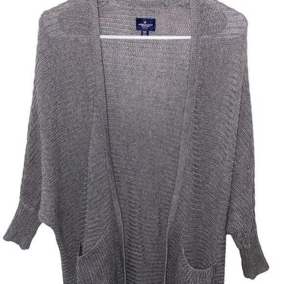 American Eagle Outfitters Woman's Gray Long Sleeve Knit Open Cardigan Size XS - Picture 6 of 8